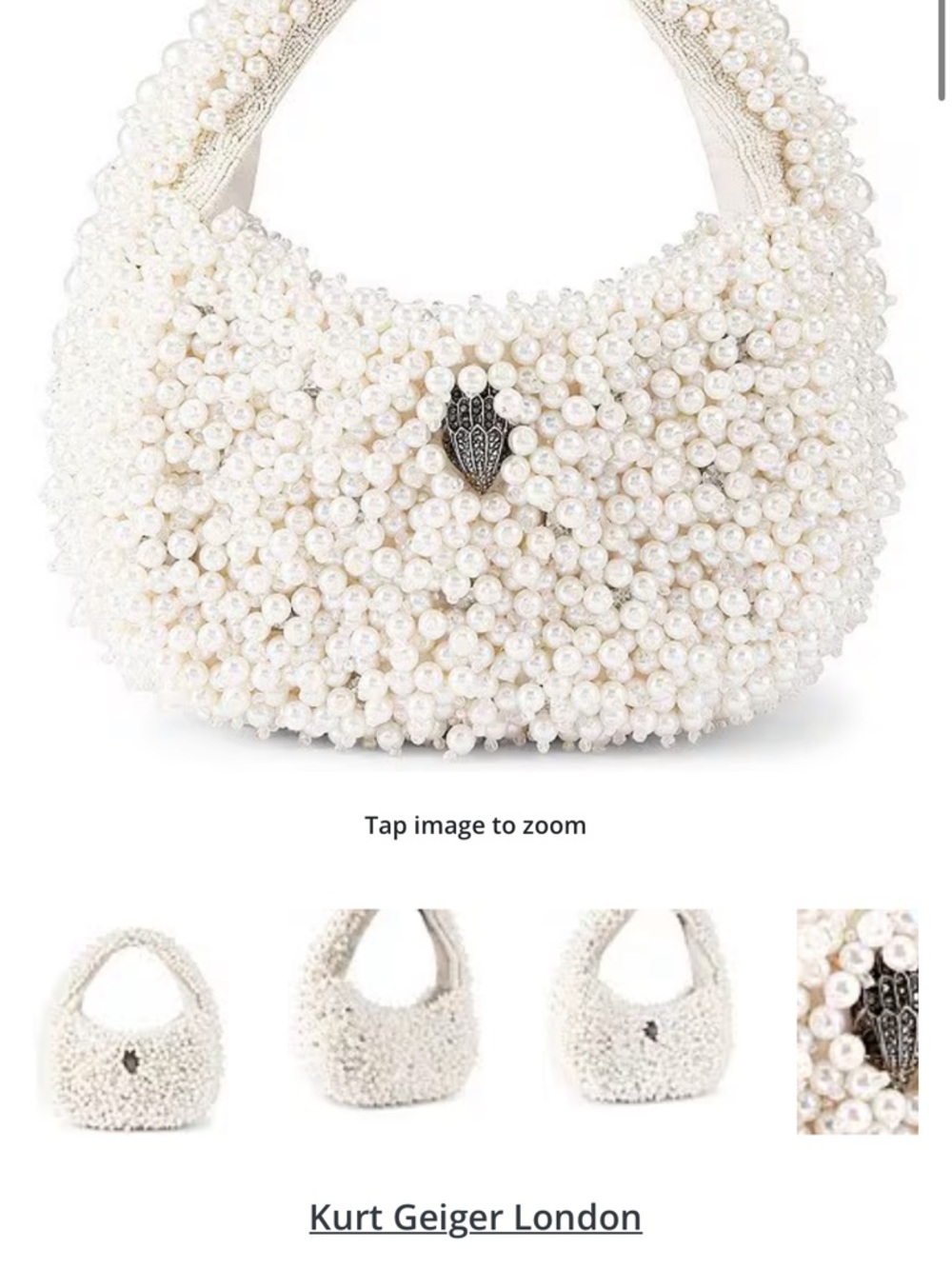 Kurt Geiger Pearl-Embellished Cream Shoulder Bag